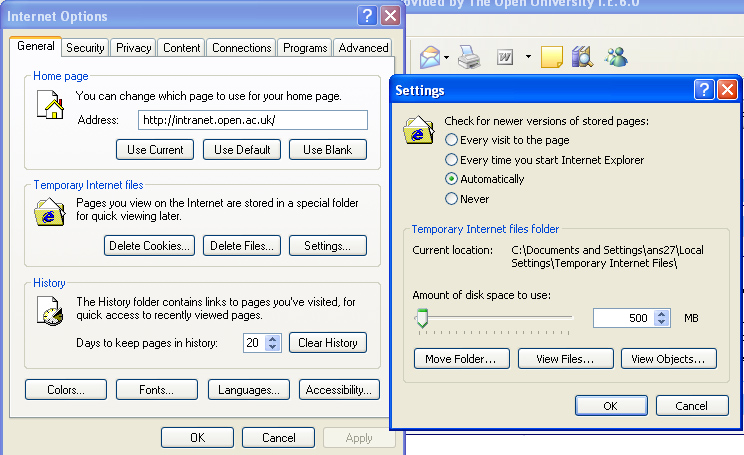 setting IE cache